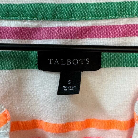 TALBOTS Striped Tunic Top Women's S Cotton Blend Colorful Beach Vacation Summer - Picture 3 of 10